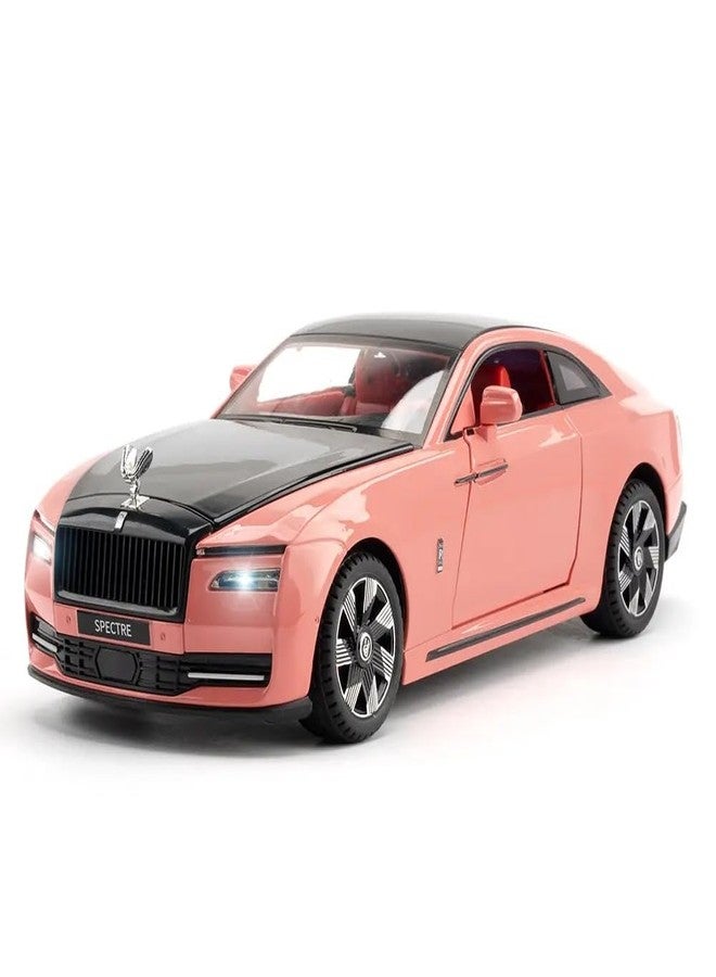KING FORU Scale Exclusive Alloy Metal Pull Back Die-cast Car Model with Sound Light Mini Auto Toy for Kids Metal Model Toy Car with Sound and Light (1.24 SACLE -Rolls Royce Spectre-Pink Color) - Image 1